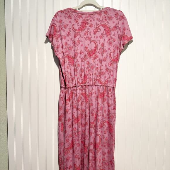J Jill Pure Jill Border Print Maxi Dress Pink Size Medium - Picture 7 of 7